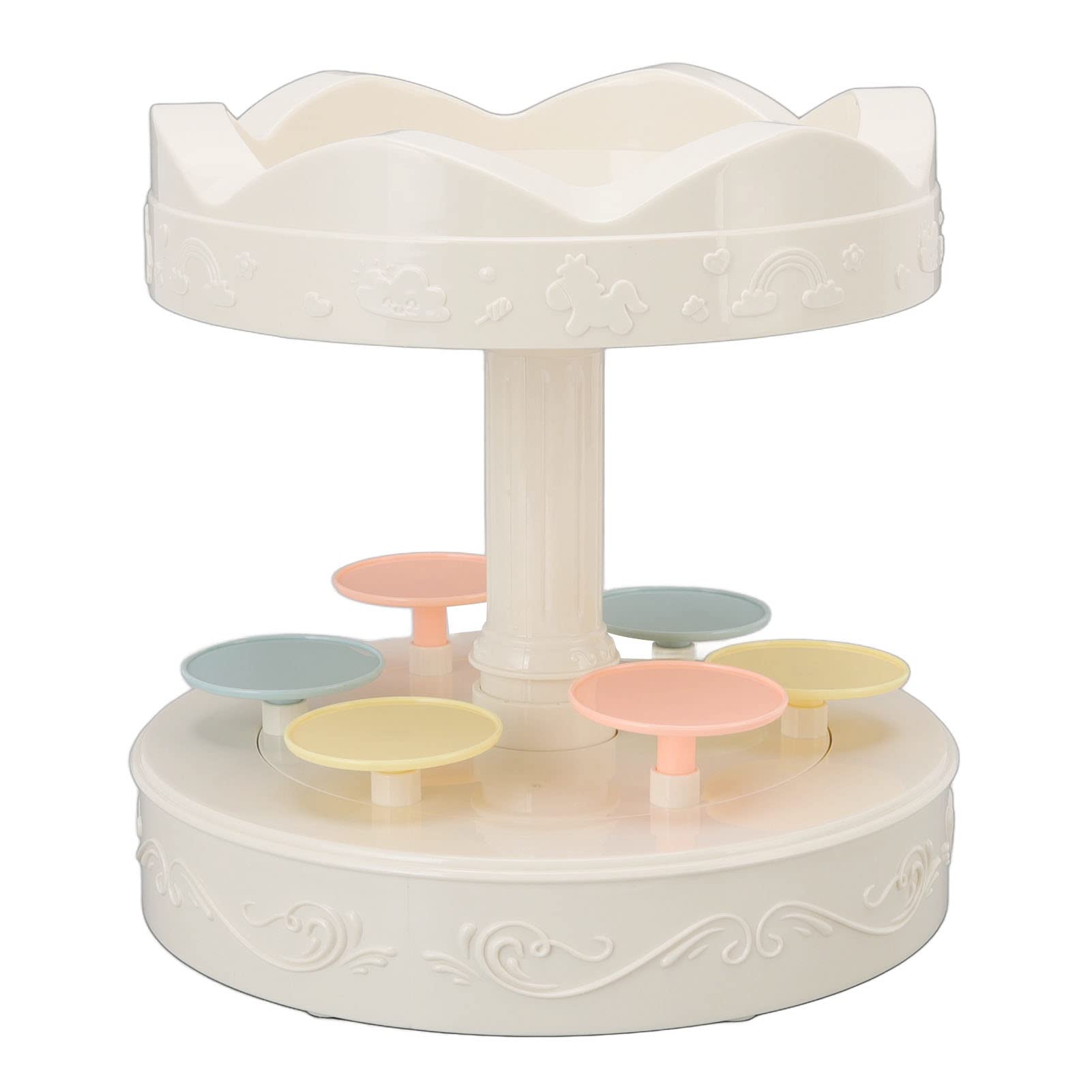 Amazon｜ケーキスタンド、蓋付き自動回転二層ケーキプレート ケーキ