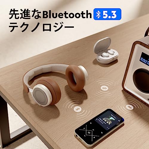 AGPTEK MP3プレーヤー Bluetooth5.3 内蔵32GB 大容量 2.4インチ大画面 金属フレーム オシャレ ロスレス音質 48H音楽再生時間 音楽プレーヤー ダイレクト録音 Line-in機能 スピーカー内蔵 FMラジオ FM録音 ミュージックプレーヤー 操作簡単 日本語説明書付き [PSE認証済] ギフト プレゼント A09