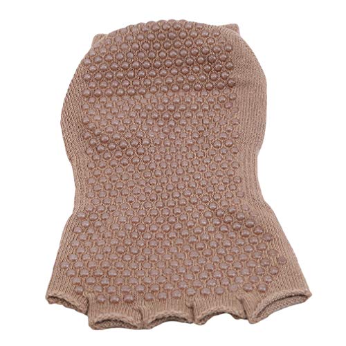 Guoshang Toeless Yoga Socks,Foot Sole Gripper Exercise Accessories Yoga Pilates Barre Ballet,Beige #TOP2