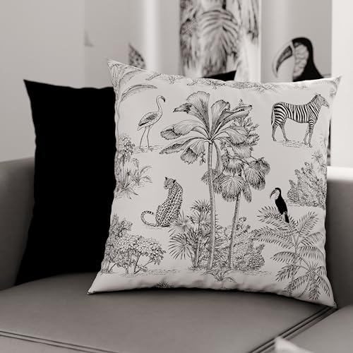 PETTI Artigiani Italiani - Lot de 2 Taies d'Oreillers 65x65 cm 100% Microfibre Hypoallergénique, Housse Oreiller Rectangulaire Animaux Blanc Noir, Paquet de 2,...