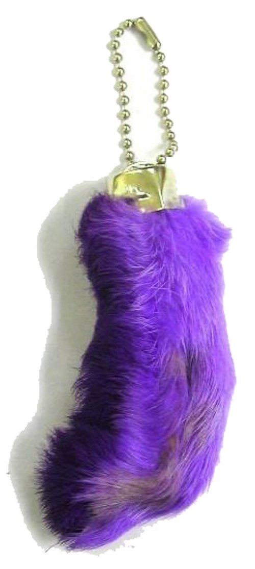 6 Pieces of NOVELTEES Purple Color Novelty Real Rabbit Foot Key Chains