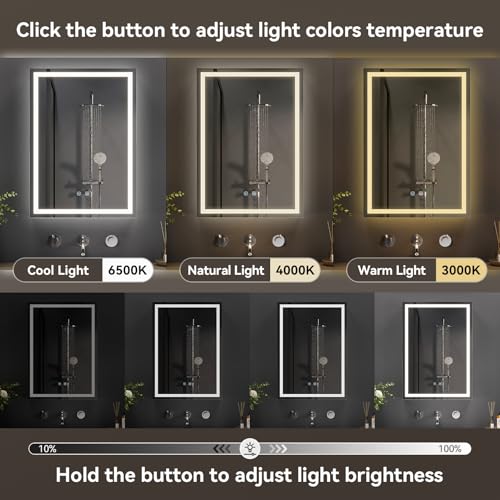 Warmiehomy Bathroom Mirror Cabinet with LED Lights,50x70cm 3-color Dimmable Illuminated Bathroom Mirror Cabinets with Shaver Socker Defogger Touch Switch One Door,White Frame - Cosy Home Interiors Warmiehomy Bathroom Mirror Cabinet with LED Lights,50x70cm 3-color Dimmable Illuminated Bathroom Mirror Cabinets with Shaver Socker Defogger Touch Switch One Door,White Frame - Image 4