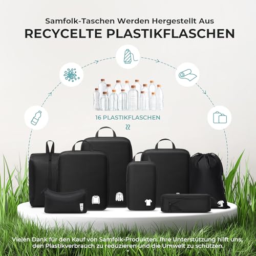 Packing Cubes Compression 8 Stück Koffer Organizer,Wasserdicht PackwüRfel Packtaschen Kompression, Travel essentials FüR HandgepäCk Koffer Und Rucksack Anthrazitschwarz
