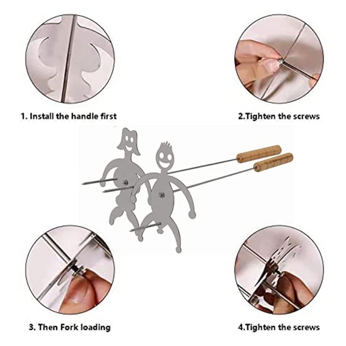 Forchette Da Barbecue A Forma Di Uomo E Donna - Acciaio Inox Per Hot Dog E Marshmallow - Foto 5