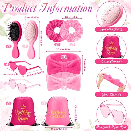 Coume 48 Pcs Women Birthday Robe Birthday Queen Squad Robe Sunglasses Scrunchie Headbands Comb Bag for Spa Party3