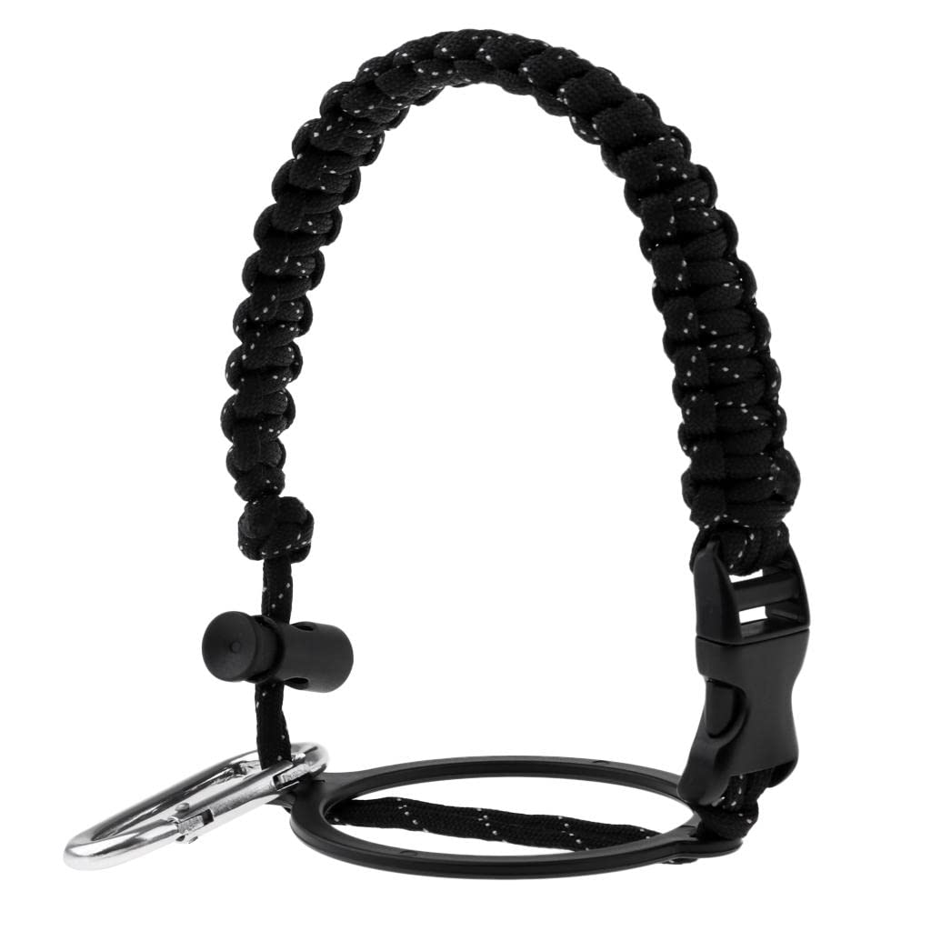 Outdoor Water Bottle Carrier Strap Cup Handle Rope with Carabiner Black-image-11