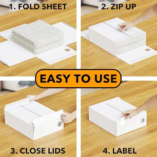 Image of SpaceAid 10 Pack Bed Sheet Organizers and Storage, Foldable Sheet Organizer for Linen Closet, Sheets Set Folder Keeper with Window XL (Queen & King Size) Organizing Bedding Container, White