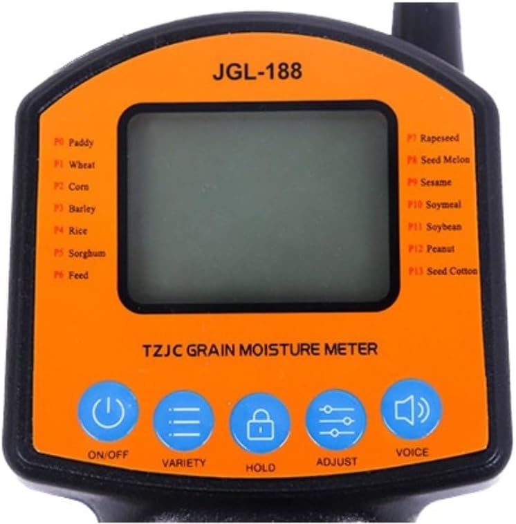 Miniatura 6 de Medidor de humedad de grano de 5% a 49.9%, medidor de humedad LCD digital para 14 tipos  Salvado de trigo de maíz y arroz de cebada, lector de