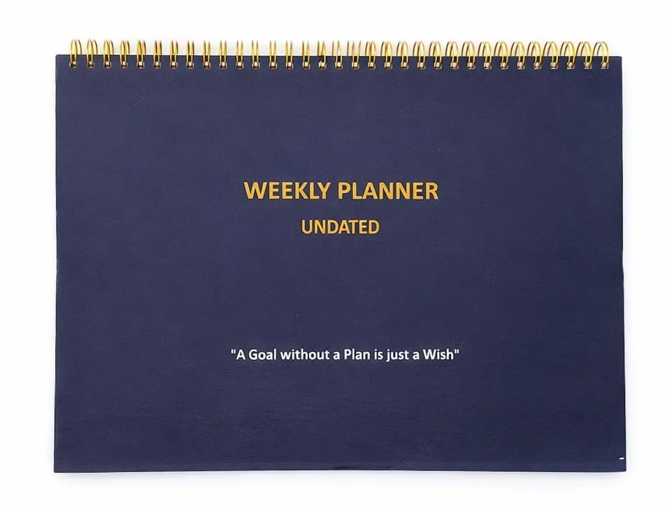 Awestuffs Weekly Planner Undated Notepad, with Habit Tracker and To-Do List Notepad for Priorities & Goals - 52 Sheets - (Premium Hardbound with Golden Spiral) (A4-28 x 23 cm)-image-22