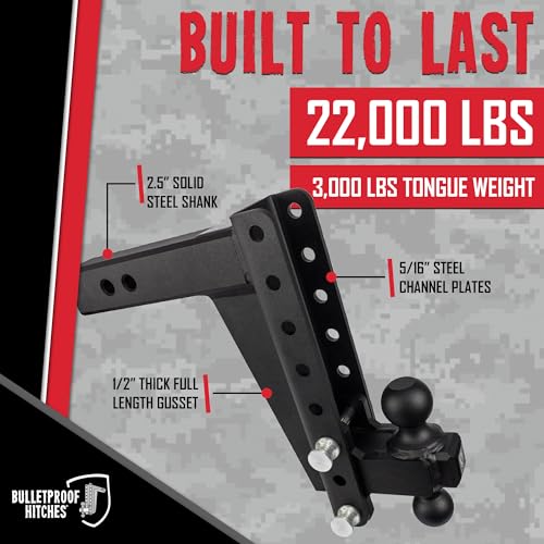 Image of Bulletproof 2.5 inch Heavy Duty 10 inch Drop /Rise Hitch