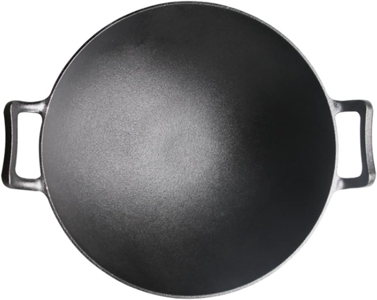 32cm 36cm Round Bottom Old- Fashioned Cast Iron Wok (Color : 32cm)