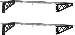 MonsterRax | Garage Wall Shelf Two-Pack White or Hammertone | Three Size Options | Includes Bike Hooks | 300lb Weight Capacity (Hammertone, 12"x36")