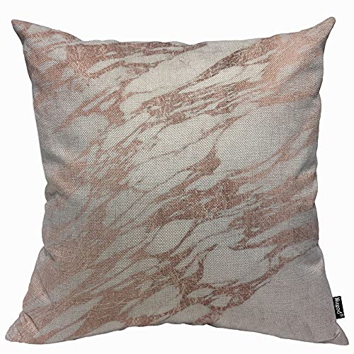 Image of Mugod Fantasy Marble Cushion Cover Throw Pillow Covers Rose Gold Rock Stone Surface Natural Marble Slab Pillow Case for Men Women Decorative Home Sofa Chair Couch 45x45cm/18x18 Inch