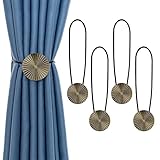  besbomig 4 Piezas Hebilla de Cortina de Metal Magnético Alzapaños Cuerdas para Cortina con Imán Abrazaderas para Cortinas para Hogar Oficina y Cafetería(Bronce)
