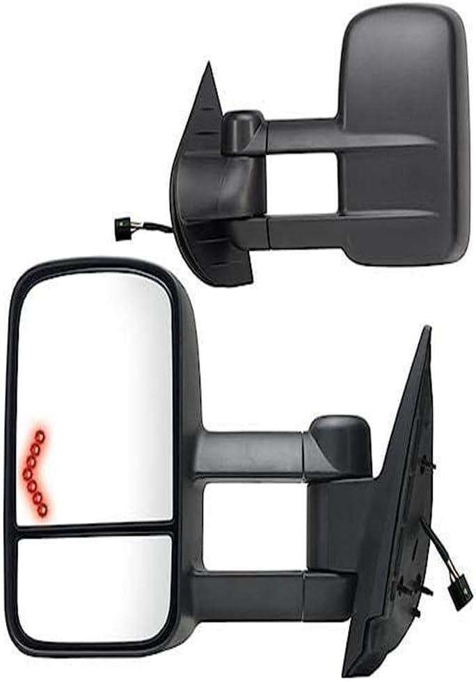 Fit System Towing Mirror Pair for Avalanche, Silverado 1500, Sierra 1500, Silverado 2500/3500, Suburban, Tahoe, Sierra 2500/3500, Silverado/Sierra Hybrid, Arrow Signal, no memo, Heated Power