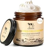 CADDISE Whipped Beef Tallow for Skin – 100% Grass-Fed Handmade Cream Moisturizer for Face & Body, Natural with Honey, Shea Butter, Jojoba Oil, Non-Greasy, Nourishing for Men, Women, Kids, 4 Oz