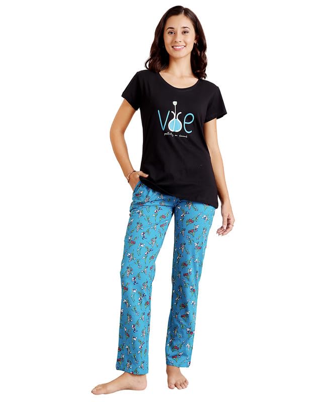 bodycare Women's Cotton Printed T-Shirt and Payjama Set | Soft & Breathable Nightwear | Short Sleeves | Loungewear Co-Ord Set BSLS11060-picture-33