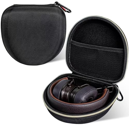 Image of Hard Eva Box Travel Carrying Bag Zipper Protective Pouch Cover Case Shockproof Storage Fits with USB Cable Compatible with Marshall Major 5 /4 /3 /2 Headphone (Black Gold)