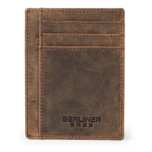 Image of BERLINER BAGS Slim Leather Front Pocket Wallet Men Karl, Gift Box, Brown