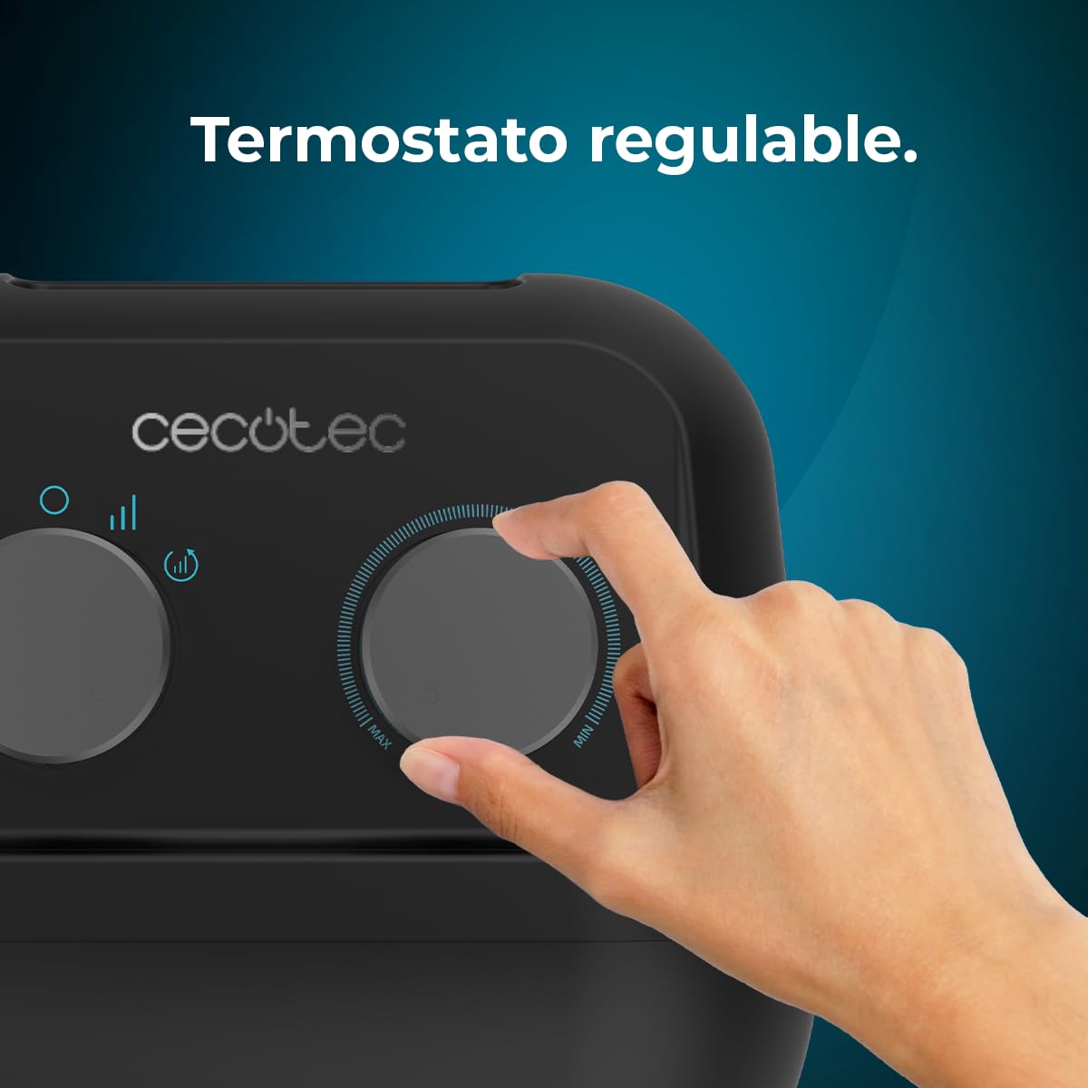 Cecotec Calefactor Cerámico de Sobremesa ReadyWarm 1500 Max Ceramic Rotate, 1500 W, Oscilación, Termostato Regulable y 3 Modos de Funcionamiento, Área de Cobertura de 15m2