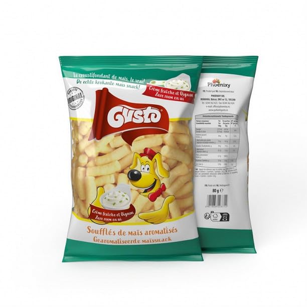 GUSTO | Soufflés De Maïs Crème Fraiche Et Oignons 80 G | Lot De (4) | livraison offerte