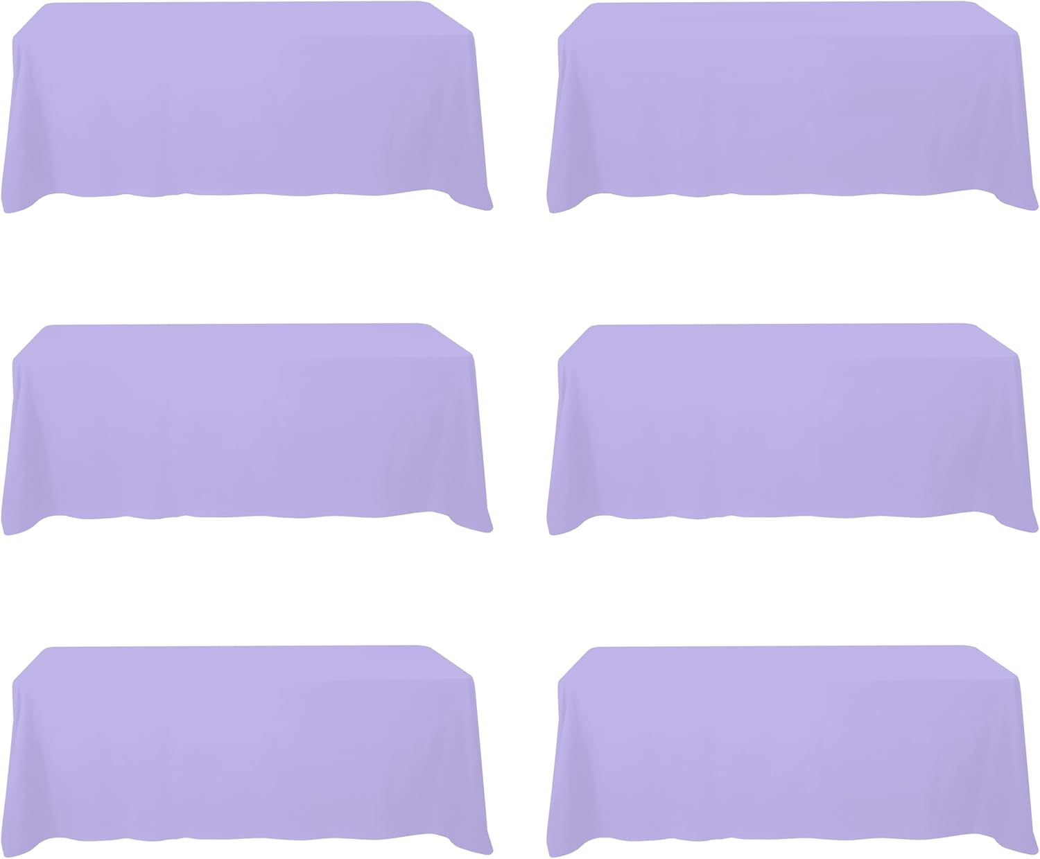 BRILLMAX 6 Pack Lavender Tablecloths for 8 Foot Rectangle Tables 90 x 156 Inch - 8ft Rectangular Bulk Linen Polyester Fabric Washable Cloth Cover for Wedding Reception Banquet Birthday Party Lavender 90x156 In, 6 Pack