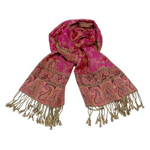 Image of Pashmina Scarf for Women Shawls and Wraps Reversible Paisley Vintage Jacquard Soft Silky Rave Scarves Men