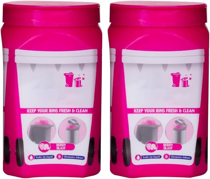 Pack of 2 | Bin Brite Berry Blast 500g | Odor Neutralizer | Pink | Keep Your Bins Fresh and Clean | Fragrance Burst | Soaks Up Liquid and Quickly Eliminates Odors