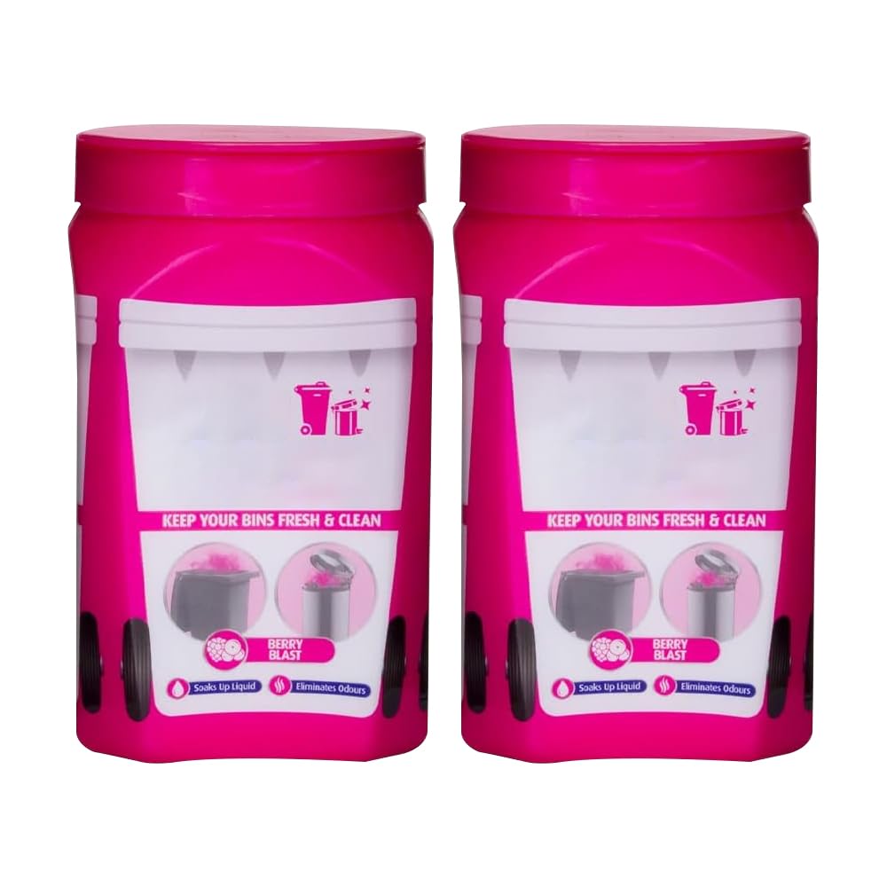 Pack of 2 | Bin Brite Berry Blast 500g | Odor Neutralizer | Pink | Keep Your Bins Fresh and Clean | Fragrance Burst | Soaks Up Liquid and Quickly Eliminates Odors