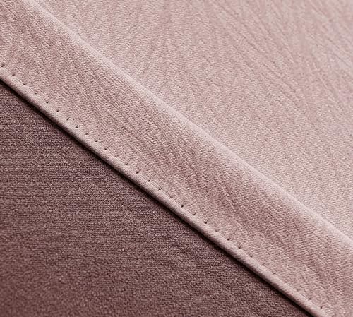 Lirzxin Polyester Window Curtain Blackout 45 Inch Drop, Blackout Curtains 2 Panels Eyelets Simple Jacquard Leaves Texture Pink Thermal Insulated Curtains for Living Room, 42" W x 45" L - Image 3