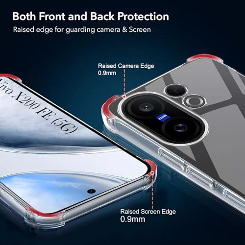 Image of Jkobi Shockproof Crystal-Clear Back Cover for Vivo X200 FE (Anti Yellow Case | Drop & Camera Protection | Hard Polycarbonate)