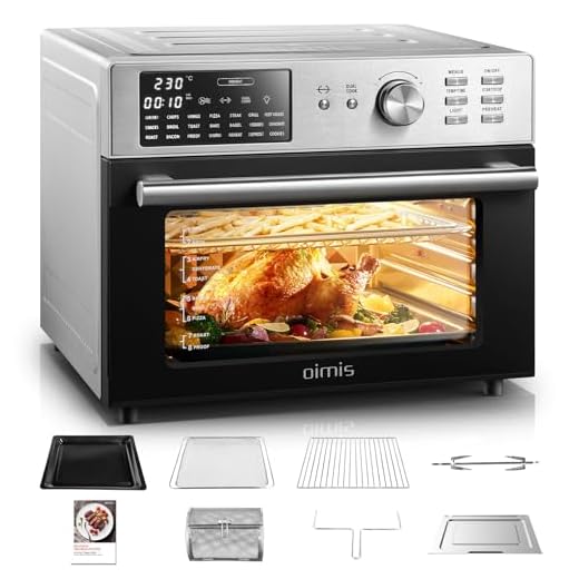 OIMIS Horno Freidora de Aire Caliente 30L, Freidora sin Aceite XXL 1800W, Multifunción sin Aceite 21 Programas, 30 a 230°C,con Mantener Caliente, 7 Accesorios con Recetas