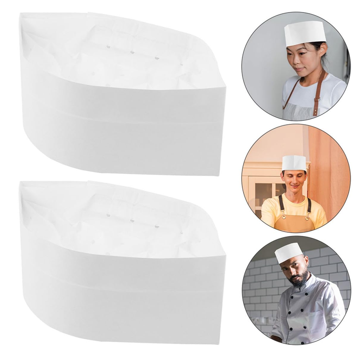 Toyvian 50 Stück Weiße Papier Kochmützen Einweg Kochhüte mit Atmungsaktivem Material und Komfortablem Sitz für Professionelle Küche und Catering Einsatz