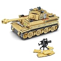 Qter Technik Militär Tank Modell, Tiger Panzer Klemmbaustein MOC Bausteine Set, Erwachsene Modellbausatz für Sammler und Panzerfans (528 Teile) (Tiger Panzer)