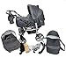 Sportive X2, 3-in-1 Travel System incl. Baby Pram with Swivel Wheels, Car Seat, Pushchair & Accessories (3-in-1 Travel System, Gray & Polka Dots)