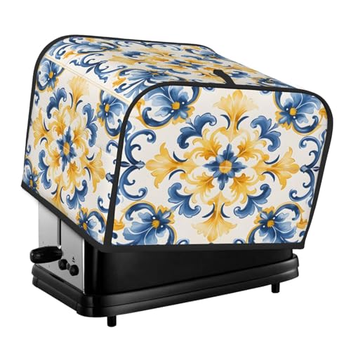 Mexpekil Toaster-Abdeckung, 4 Scheiben, wasserdicht, mit Aufhängeschlaufe, staubdicht, Brot, Toaster-Schutz für Küche, Gelb / Blau