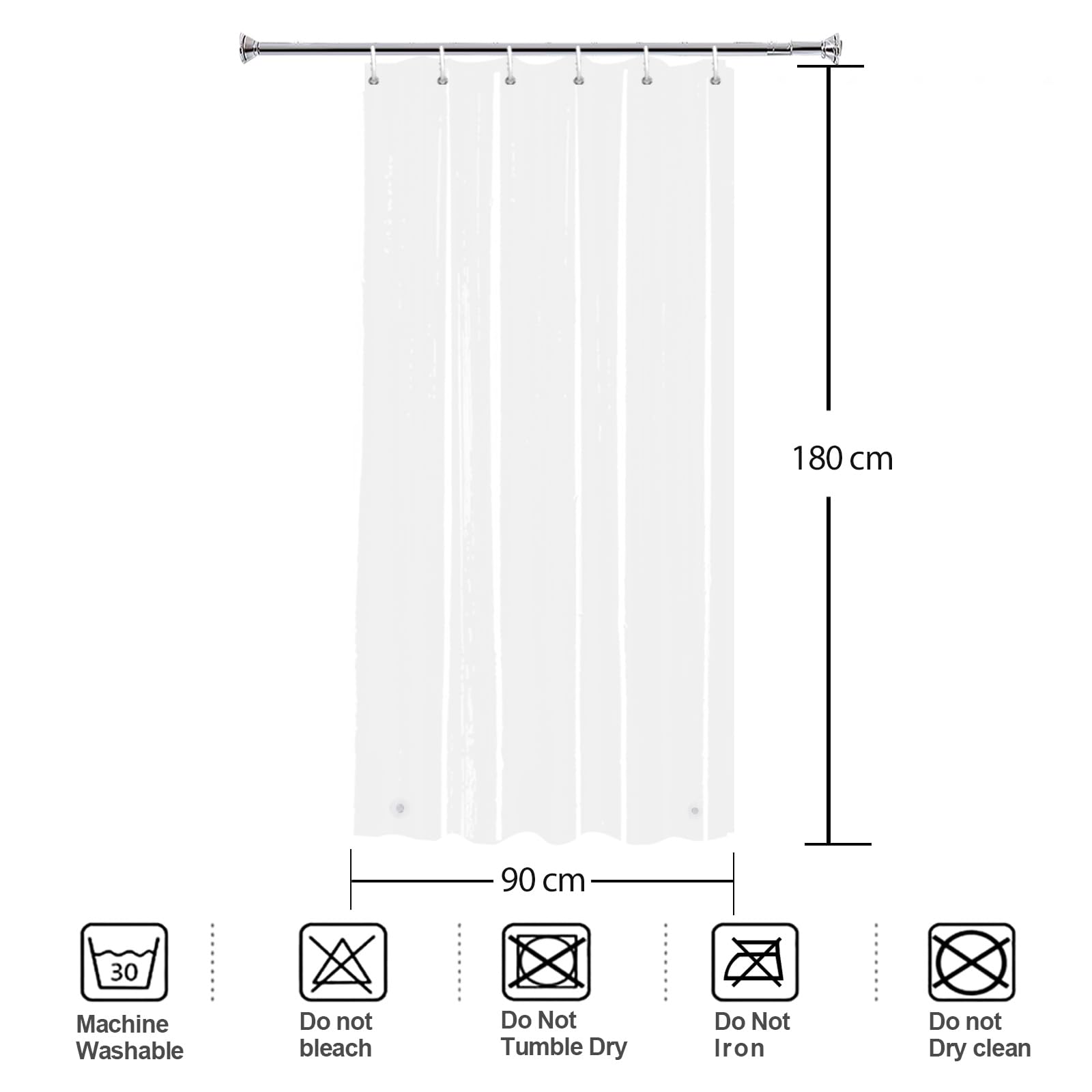 YISURE Narrow Shower Curtain Liner, Clear PEVA Shower Curtain with Magnetic Bottom, Plastic Hooks 35"x71" - Image 4