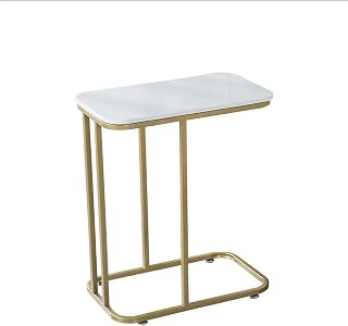 Moderna Mesa auxiliar en forma de C, pequeña mesa auxiliar cuadrada for sofá, mesa de sofá con marco de metal for sala de estar, dormitorio, mesita de noche, decoración moderna for el hogar, mesa pequ