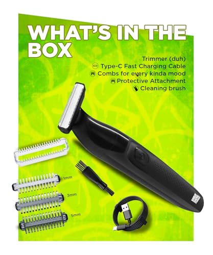 Image of Bombay Shaving Company OmniBlade 3-in-1 Beard and Body Trimmer For Men | Trim, Style, Shave | Type C Flash Charging | Multi Length Settings Comb, Detachable Blades | Gifts For Men