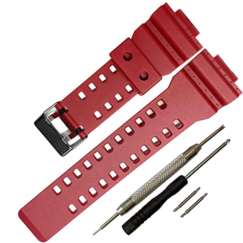 16mm G-Shock replacement watch bands for Casio G-Shock GLS-8900/GW-8900/GA-110/GA-100C/GA-120/GD-110/GLS-100 (Red)
