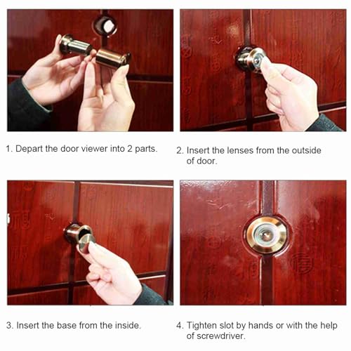 Home Door Viewer, 220 Grados Visor Óptico de Vidrio para Puerta, Kit de Mirilla de Ángulo Amplio para Seguridad en el Hogar (Bronce) miniatura 3