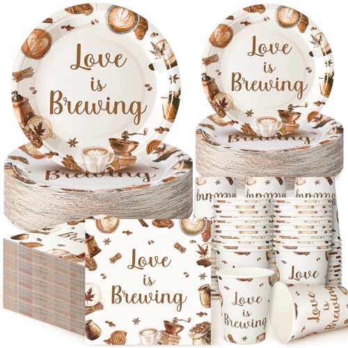 Zhehao 200 Pcs Bridal Shower Plates Napkins Sets Love is