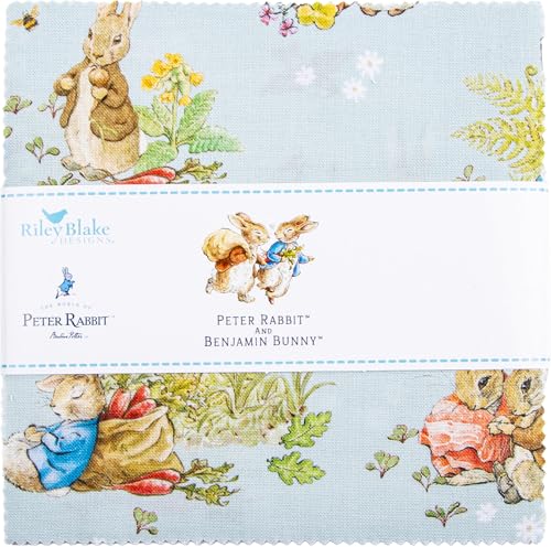 Peter Rabbit and Benjamin Bunny 5 Stacker 42 5-inch Squares Charm Pack Riley Blake 5-17250-42
