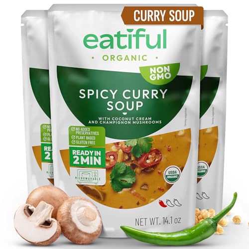 Image of EATIFUL Curry Soup, Made With Organic Vegetables, Thai Ready To Eat Vegan Curry Soup, No Added Preservatives, Gluten Free, NON GMO, 14.1 Ounce (Pack of 3)