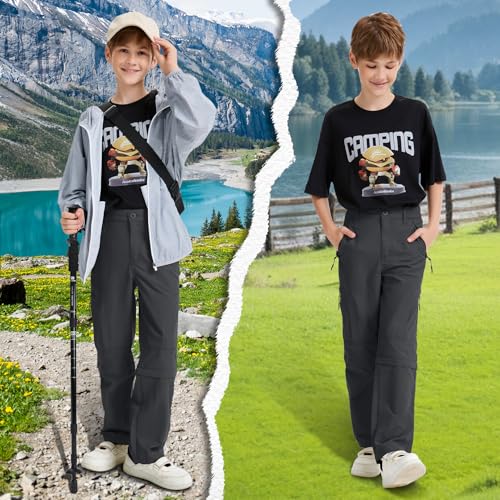 Image of Kids Boys Snow Pants,Youth Outdoor Hiking Fleece Lined Soft Shell Ski Windproof Camping Insulated Pants