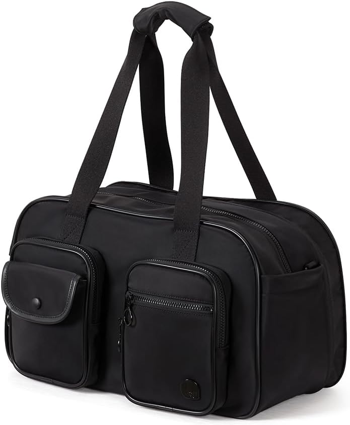 Expandable Travel Duffel Bag, Elegant Black Duffle Bag for Travel with Wet Pocket, Carry on Weekender Bags for Men Women, Water Resistant Gym Duffel Bag Sport Bag Expandable Travel Duffel Bag, Elegant Black Duffle Bag for Travel with Wet Pocket, Carry on Weekender Bags for Men Women, Water Resistant Gym Duffel Bag Sport Bag
