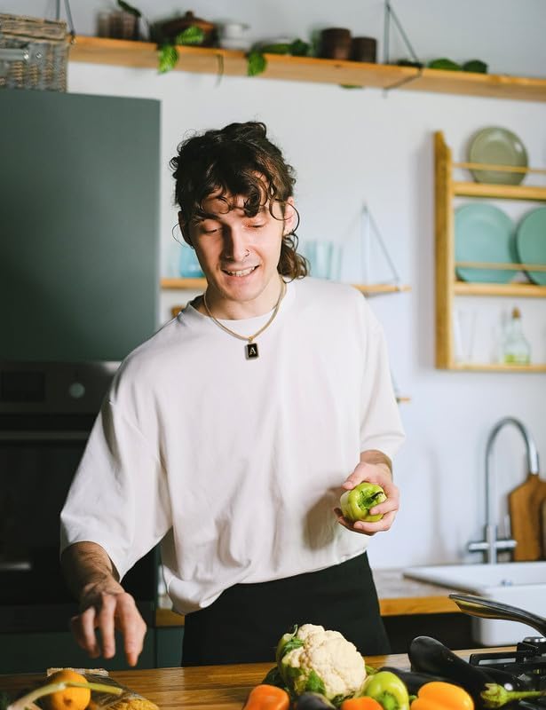 Miniatura 5 de Initial A-Z Letter Pendant Necklace for Men Women Sterling Silver Plated Letter Necklaces for Men 2.5mm Box Necklace Chain 20 Inch