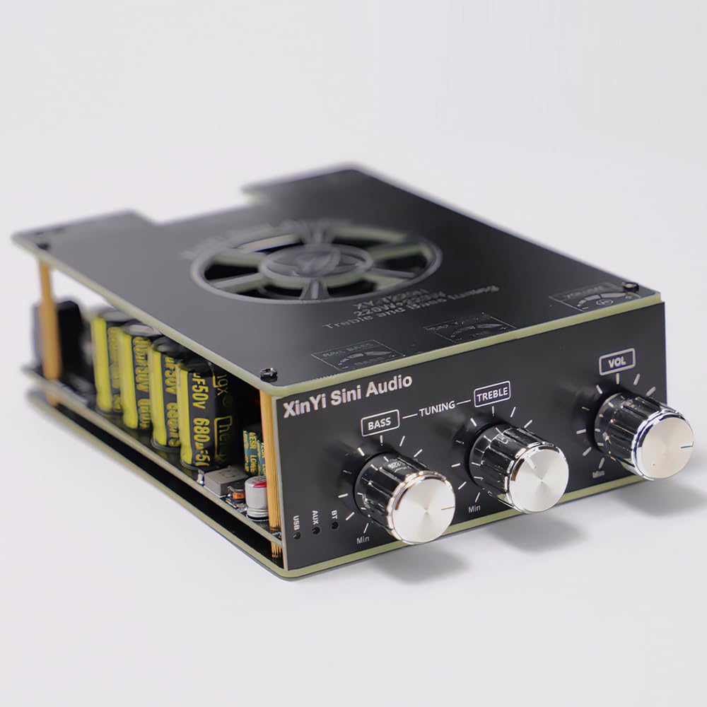 Carte d'amplificateur 2 Canaux XY-T220H, 12 V-36 V Module d'amplificateur de Puissance Ampli Stéréo, avec Contrôle des Aigus et des Basses, pour Haut-parleurs DIY
