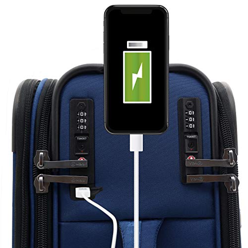 M&A Dual Opening Wide Trolley Hardside Luggage, Navy Blue, Carry-On 22-Inch2