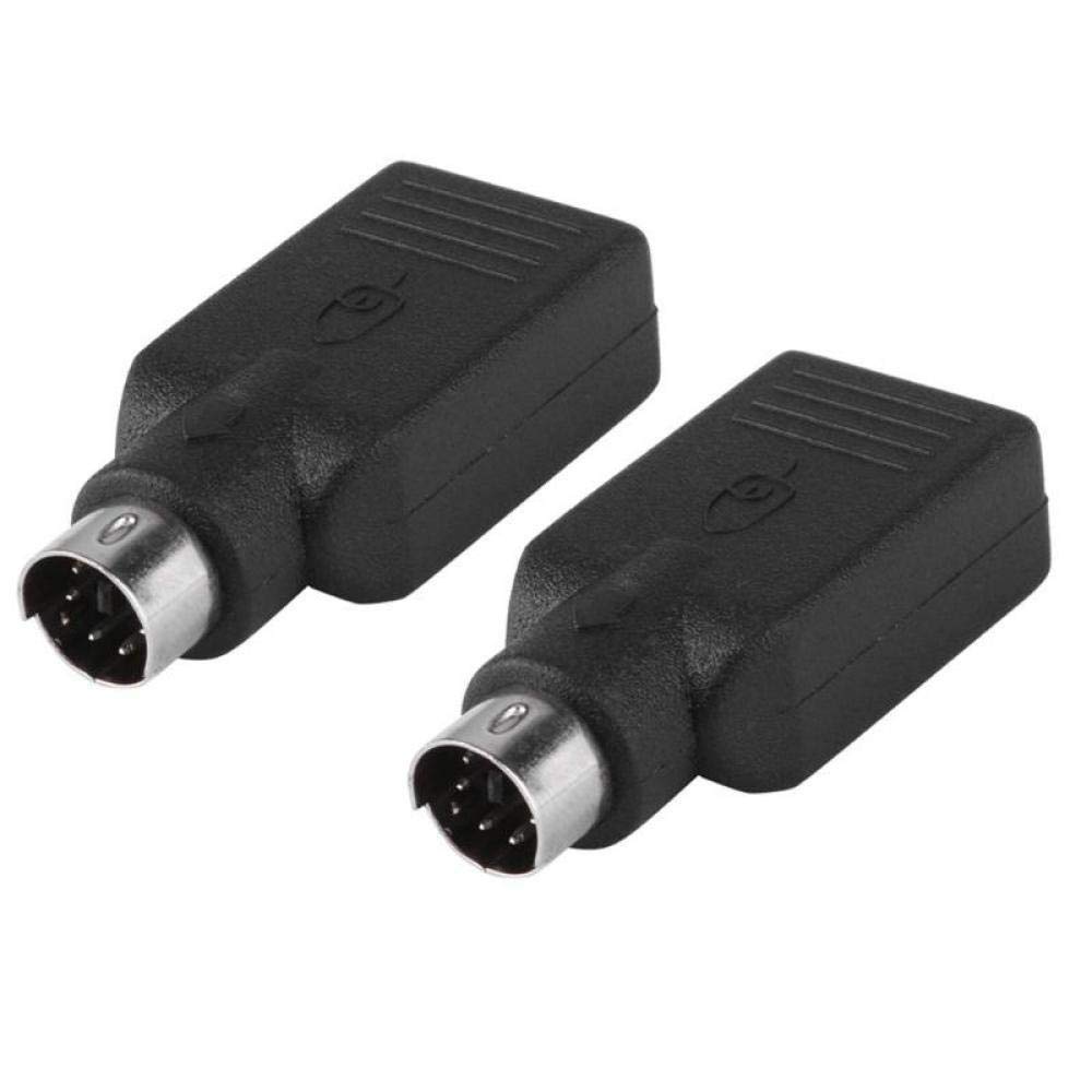 2Pcs /Set PS/2 PS2 Male to USB Female Adapter Converter for USB Mouse Black Other